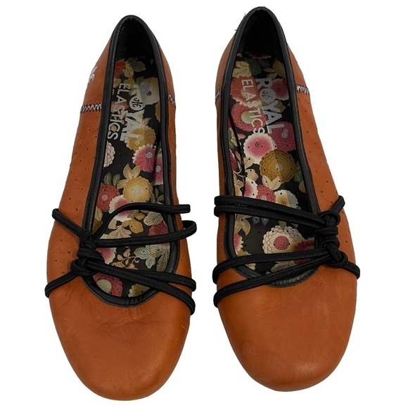 Women’s ROYAL ELASTICS Brown Leather Ballet Flats Shoes - Picture 1 of 7